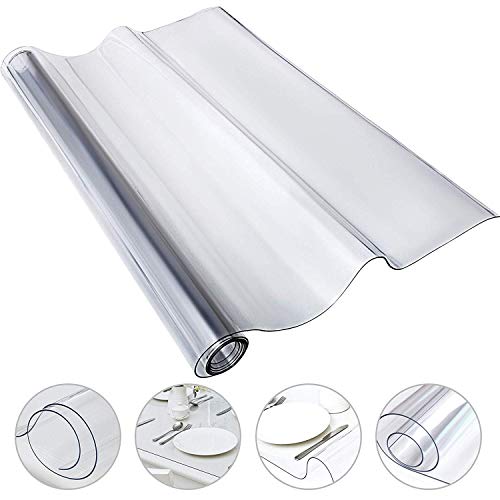 Nisorpa - Mantel de PVC transparente (200 x 100 cm, resistente al agua, 2 mm, para mesa de comedor o mesa