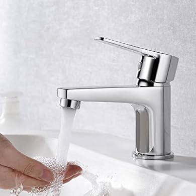 Foto di Ibergrif Rubinetto Monocomando per Lavabo da Bagno, Design Compatto e Moderno, Miscelatore a Risparmio Idrico in Ottone Cromato, Facile Installazione, Modello M11057