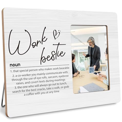 DIMSEOIUS Work Bestie Gifts Picture Frames, Funny Office Picture Frame Gift for Coworker, WorkBestie Definition Frames Fits 4x6 Photo