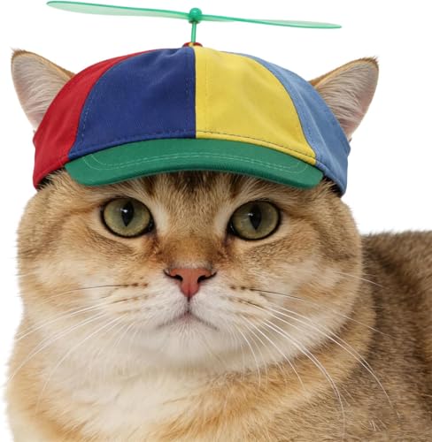 Pet Propeller Hat Cat Dog Rainbow Adjustable Baseball Cap Pet Spinner Sun Protection Hat Funny Rainbow Puppy Kitty Cap