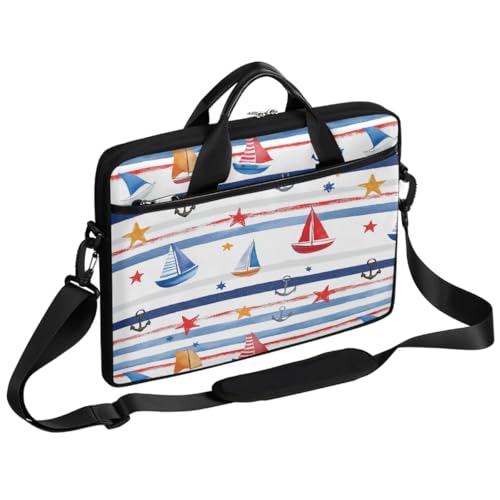 Maletín para portátil rayas con patrón de barco a vela 15 pulgadas miniatura 1
