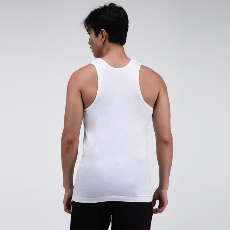 Amul Comfy White Men Cotton Solid Vest Sleeveless (Pack of 4) 2