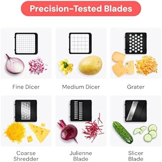 Fullstar Mandoline Slicer for Kitchen - Vegetable Chopper, Onion Potato Food Veggie Fruit Slicer and Cutter with Container, Kitchen Gadgets & Accessories, Home Essentials (6-in-1, Full White)