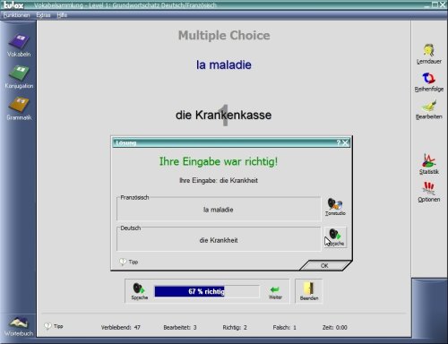 tulox Sprachtrainer Französisch - Vokabeltrainer, Konjugations- und Grammatiktrainer inklusive großem Wörterbuch mit 90.000 fremdsprachlichen vertonten Vokabeln