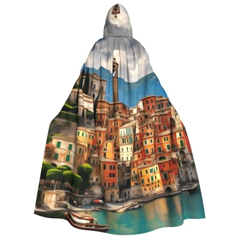 Cape à capuche imprimée italienne unisexe pour cosplay et Noël