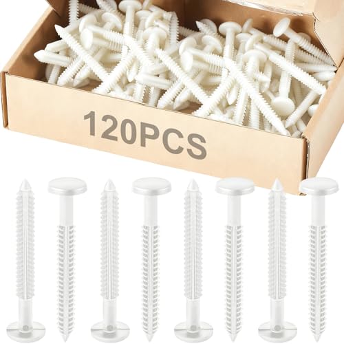Image of Blulu 120 Pcs 3 Inch Vinyl Shutter Fastener Window Panel Peg Lok Pin Pegs Screws Shutter Spikes Anchor (White)