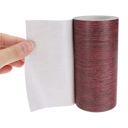 Image of PATIKIL Wood Grain Repair Tape 4 inch x15ft,2 Pcs Self Adhesive Realistic Textured Repair Tape Patch for Floor Door Table Cabinets Desk,Dark Chestnut Mahogany