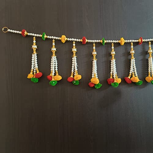 Image of Handmade Door Hanging Moti Latkan Style Bandarwal Toran (TMS-04) -Diwali New Year Inauguration Wedding Festival Home Decor Pooja (40 Inch X 6 Inch)
