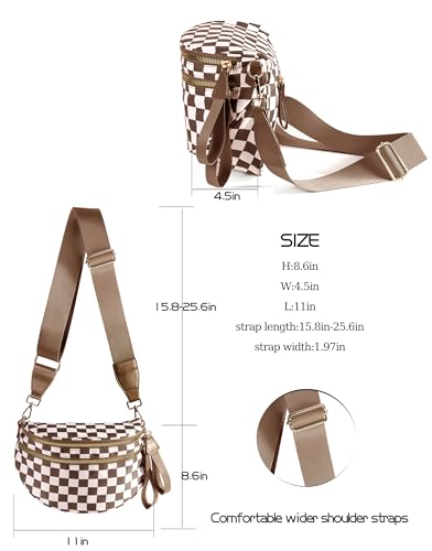 Image of FEIBOON Spacious Checkered Nylon Crossbody Bag Bum Bag Handbags Wallets for Women