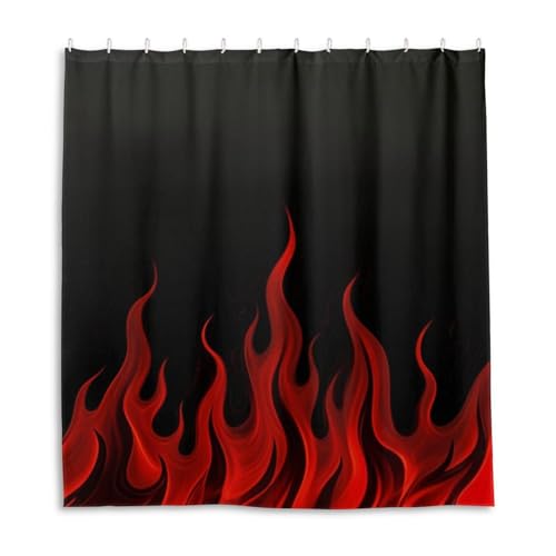 Rideau de salle de bain en tissu rouge et noir de 168 x 183 cm pour hôtel