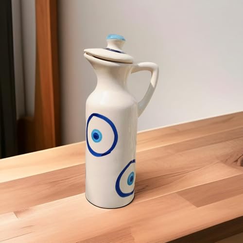 Image of MALAIKAH Ceramic Oil Dispenser Evil Eye Pack of 2 for Kitchen, Dining, Gifting, Home & Kitchen Decor