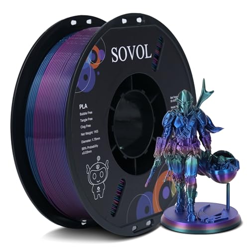 Sovol 3D Printer Silk Shiny Multicolored Fast Change Rainbow PLA 1kg...