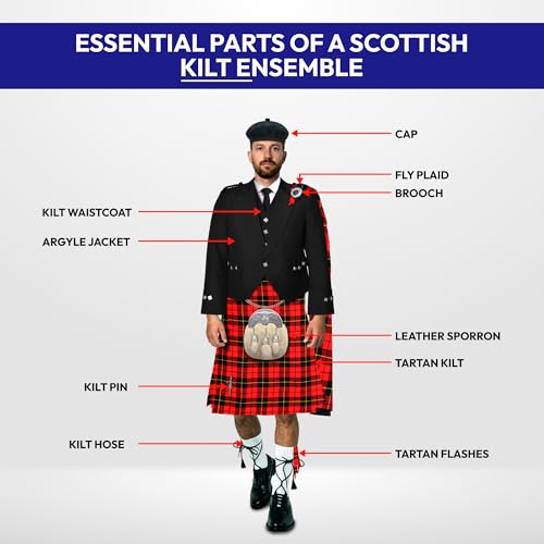 Image of 8 Yard Mens Kilt - Authentic Tartan Kilt for Men Highland Outfit for Weddings & Traditional Scottish Wear