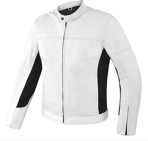 Blouson en Cuir Moto Blanc Guerrero Streetfighter pour Vos Sorties Urbaines