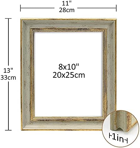 Afuly Antique 8x10 Photo Frame in Gold and Retro Green Vintage Picture Frame for Desk Wall Tabletop Gifts