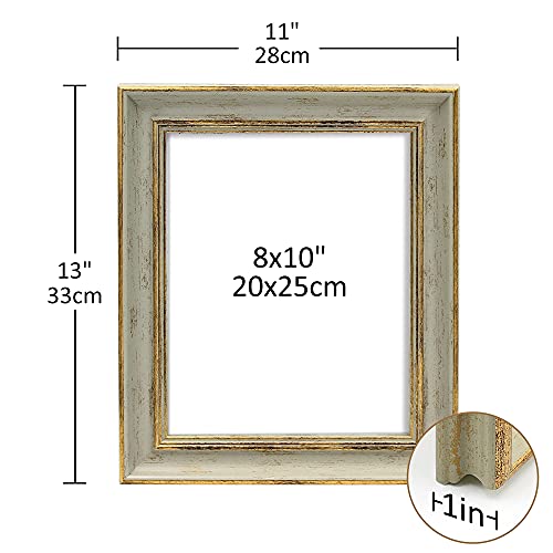 Afuly 8X10 Picture Frame Vintage Photo Frames 8 By 10 Green Gold Picture Frames Retro Distressed Family Frames Wall Hanging Desktop Display, Unique Anniversaries Birthday Gifts For Grandma Family Friends #TOP4