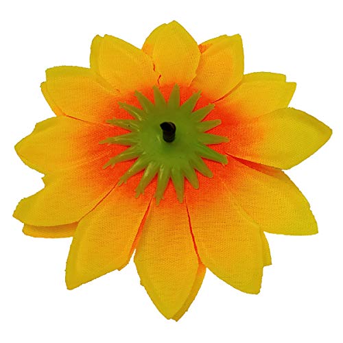 Image of Plastic Artificial 9 cm 50 PIS Big Sunflower Flower Head for Wedding Home DIY Party Decoration Hair Clip Craft (Yellow 9cm X 9cm) (50)