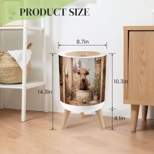 Bote de basura pequeño con tapa diseño vaca 7L miniatura 3