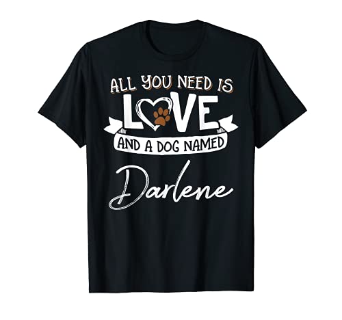 Cute Dog Named Darlene Design for Women and Men T-Shirt, Black