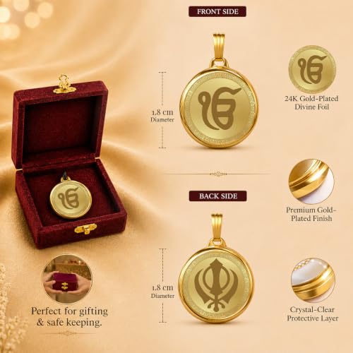 Image of DIVINITI 24K Gold Plated Double-Sided Religious Pendant with Premium Gift Box, Spiritual Locket for Men & Women, Devotional Jewellery for Gifting & Everyday Wear