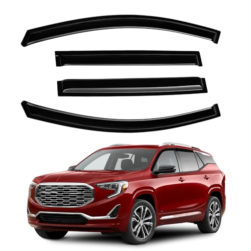 Image of Canvcle Terrain Rain Guards - Window Visors for GMC Terrain 2018-2024, Outside-Mount Tape-On Side Window Wind Deflectors for GMC Terrain Accessories, Vent Visors Shades Rainproof Black 4PCS