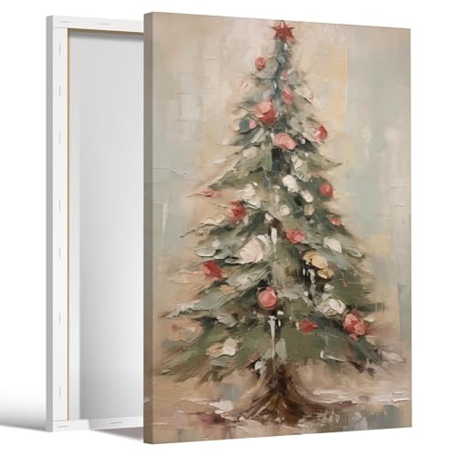 Vintage Christmas Tree Wall Decor Rustic Winter Holidays Wall Art