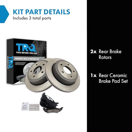 Image of TRQ Rear Brake Pad and Rotor Set Ceramic Compatible with 2010-2011 Ford Ranger