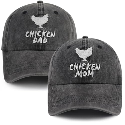 Chicken Hat for Women Men Mom Dad, Adjustable Embroidered Farm Daddy Baseball Cap, Thanksgiving Mothers Day Birthday Chicken Gifts for Mother Father Black