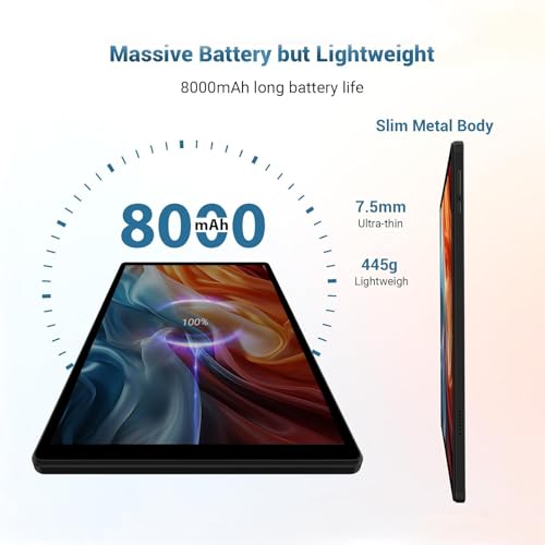 Image of 2026 Tablet with Keyboard,Stylus & Mouse, 10.3 Inch Android 13 Tablets, 2K IPS Screen, 19GB RAM 256GB (1TB TF), 8000mAh, 8-Core,8+13MP, 5G /2.4G WiFi,Tablets for Students, Adults, Play- Blue