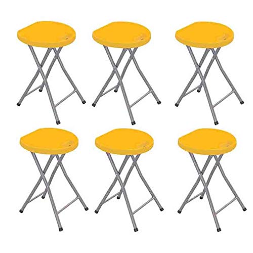 Liuhuan Portable Metal And Plastic Folding Stool Light Weight Outside Chair (Color : Yellow, Size : Pack-6)