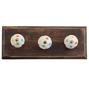 Indian-Shelf Wood Wall Hooks - Multicolor Wall Hangings - Dot Wall Hangers - Key Chain Holder for Home - Hanging for Clothes - Hook for Wall - Cloth Hanger - Door Hanger - Robe Hooks - 4 Pack [4