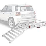 IRONMAX Aluminum Cargo Carrier with Ramp, 50’’ x 29.5’’ Hitch Mount Mobility Scooter Wheelchair Carr