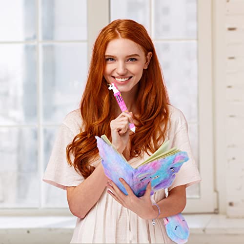 Bestomrogh Secret Diary with Lock for Girls, Plush Cat Journal Notebook Set Cat Lockable Diary,Unicorn Bracelets Rhinestone Stickers Unicorn Multicolored Pen Unicorn Coin Purse for Girls and Boys