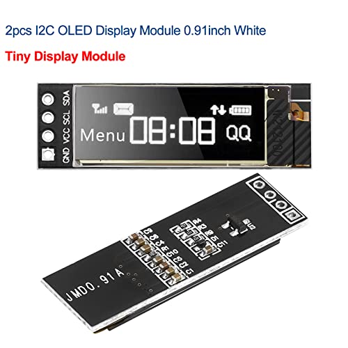 Makerfocus 2Pcs I2C Oled Display Module 0.91 Inch I2C Ssd1306 Oled Display Module White I2C Oled Screen Driver Dc 3.3V~5V For Ar Duino #TOP4