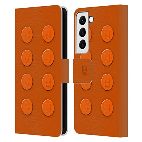 Étui Portefeuille Samsung Galaxy S22 5G en Cuir Orange Blocs Head Case Designs
