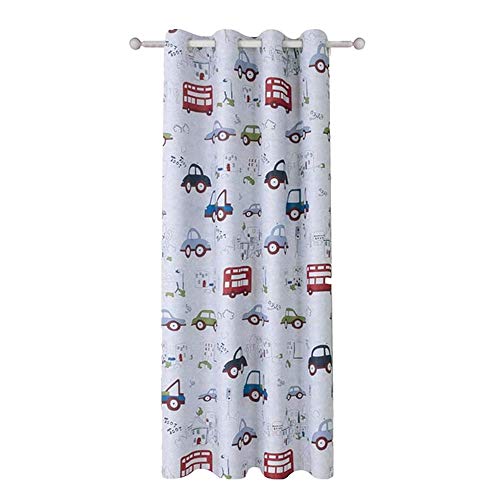 Wpkira Window Treatment Kids Trucks Red Bus Blue Green Cars/Taxi Printing Blackout Curtains Room Darkening Thermal Insulated Grommet Window Curtain Drapes Panel For Boys Bedroom 1 Panel W40 X L63 Inch #TOP9