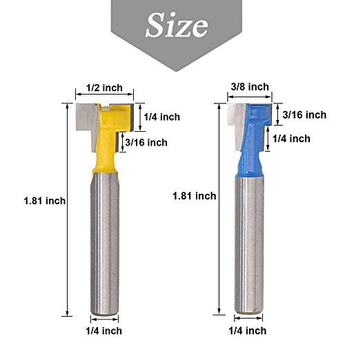 Mesee 1/4 Inch Shank T-Slot Keyhole Router Bit For Woodworking Grooving Milling Cutter Tools, 3/8" & 1/2" Hex Bolt Heads #TOP1