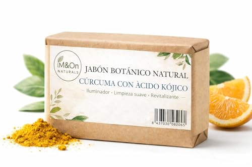 Jabón de Cúrcuma y Ácido Kójico (kojic) M&On Naturals 100 g – Iluminador Facial y Corporal – Ayuda a Unificar el Tono – Piel Luminosa – Natural y Vegano