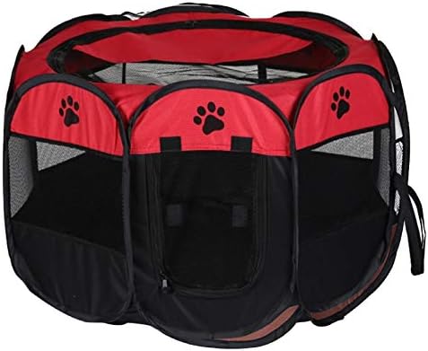 Shoze Pet Cage Large Portable Pet Dog Cat Playpen Tent Oxford Fabric Fence Breathable Mesh Kennel Cage Crate L Brown
