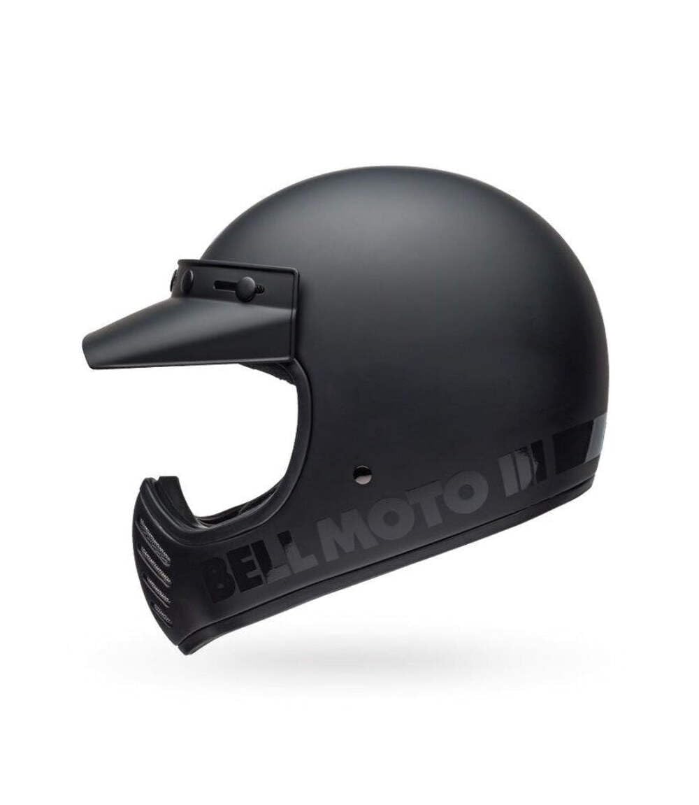 Bell Moto-3 Classic ECE Casque Rétro Sportif, Design Original Inspiré, Protection et Confort pour MX & Off-Road, Couleur : Matte Black, Taille : S