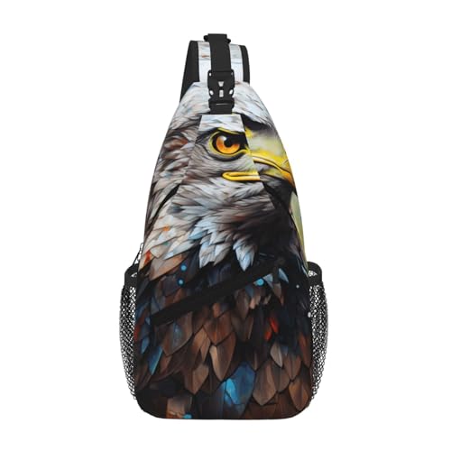 Eagle Printing Cross Chest Bag Diagonally Sling Bag For Men Women Crossbody Shoulder Bag Travel Hiking Daypack