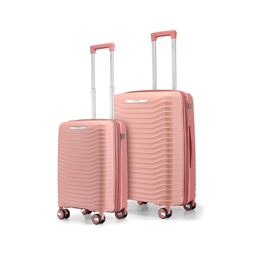 Image of Provogue Coral Hard-Sided PP Trolley Bag Set of 2 | Expandable Space with 8 Wheels Trolley Bags for Travel | Lightweight with Combination Lock | 5 Year Warranty (Tea Rose /Redwood)