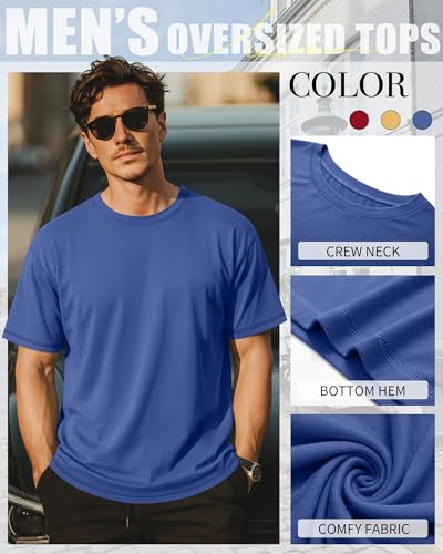 Image of Neer 3 Pack Big and Tall T-Shirts for Men L-7xl Tops | Large Casual Stretch Workout Tees, Short Sleeve Crewneck Oversized Shirts, Classic Summer Outfits, Comfy Basic Loose Clothes