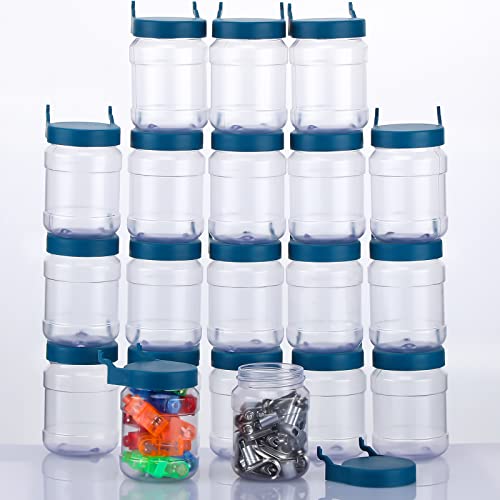Image of Unittype 20 Set Pegboard Organizer Accessories Peg Boards Jars with Lids Plastic Pegboards Bins Storage Containers Clear Peg Board Wall Organizer for Garage Sewing Office Home Supplies(Dark Blue)