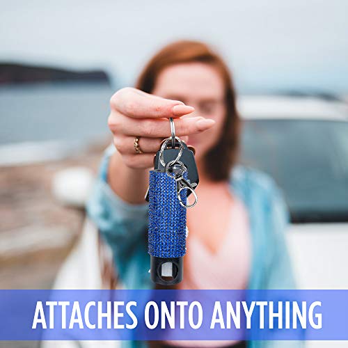 Guard Dog Bling-It-On Pepper Spray – Fashionable Key Holder - 16Ft (5M) Spray Range - Glitter Pepper Spray (Blue) #TOP4