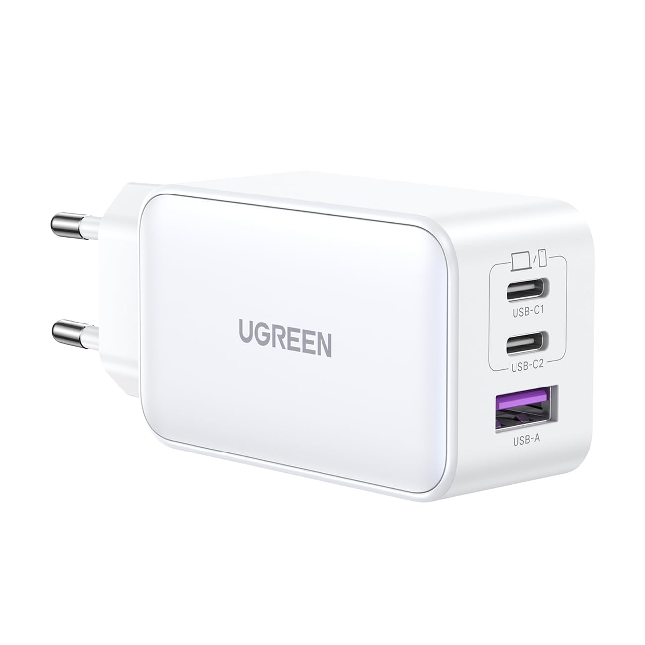 UGREEN Nexode Cargador Carga Rápida Gan 65w 2 USB-C + 1 USB-A Blanco