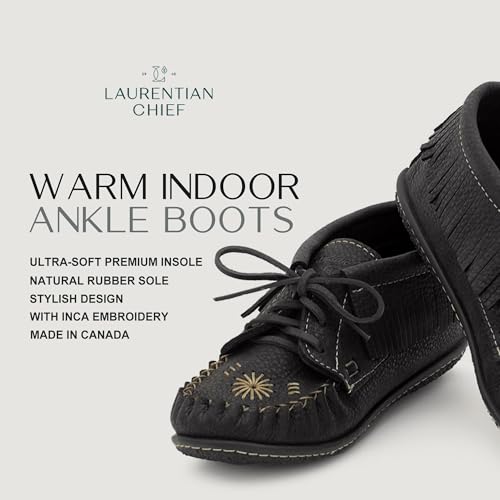 Laurentian Chief Moccasins Women Ankle Boot – Stylish Ankle Boots with Inca Embroidery, Comfortable Insole, Durable Rubber Sole, Made in Canada2