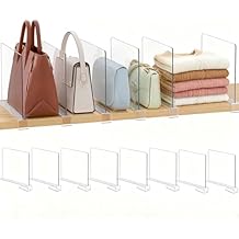 Purse Organizer for Closet Shelf Dividers 8-Pack Adjustable Clear Acrylic Bag Storage Organizer for Handbags, Sweaters, Towels, Jeans and Shoes on Wood Shelves