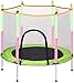 Mopoq Trampolin mit Schutznetz Startseite Kinder Indoor Familie Erwachsene Fitness Bouncing Bett Spielzeug Baby Kind Springen Bett mit Schutznetz Sicherheitsstoßdämpfung Anti-Skid (Color : Grün)