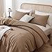 ROSGONIA Oversized King Comforter Dark Khaki, 3pcs (1 Boho Comforter & 2 Pillowcases) Lightweight Oversized King Size Comforter Sets Bedding Blanket